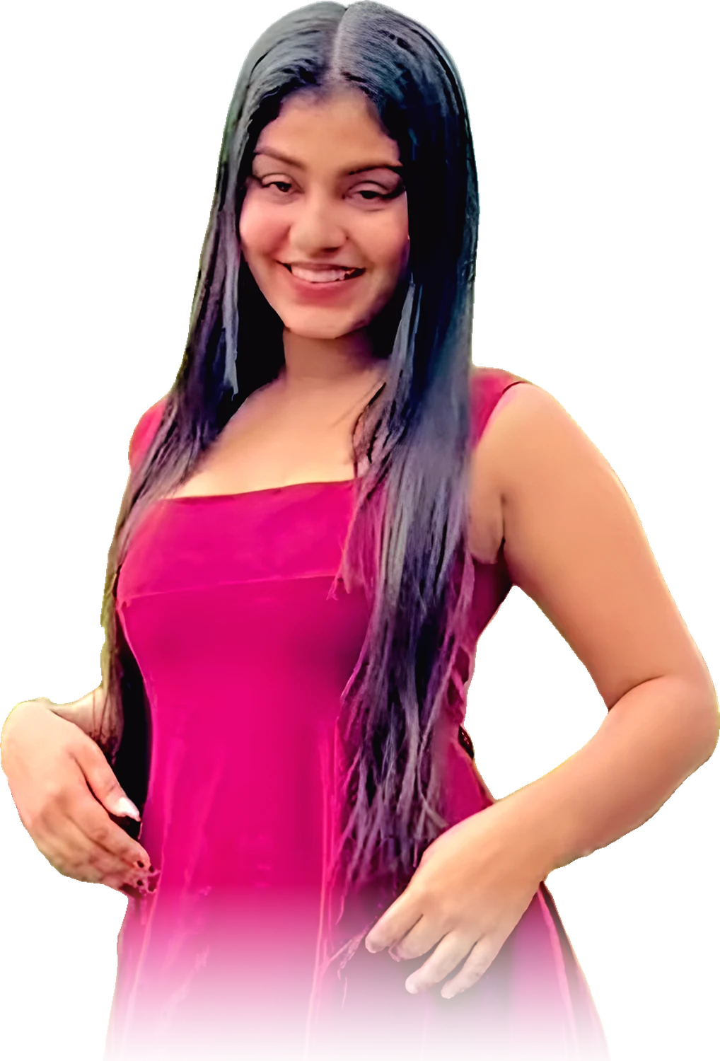 STYLE 365 model in the magenta dress